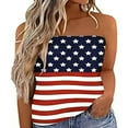 thumbnail image 1 of QJUHUNG Women Summer Tube Tops  Strapless Solid Color/Stripes/Flag Stretchy Bandeau Tank Tops, 1 of 7