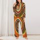 thumbnail image 2 of Balery Colorful Swirl Conjunto de Pijama con Estampado para Mujer, Conjunto de Dos Piezas con Manga Larga, Ropa de Dormir Suave con Bolsillos, Pijamas Cómodos-Small, 2 of 7