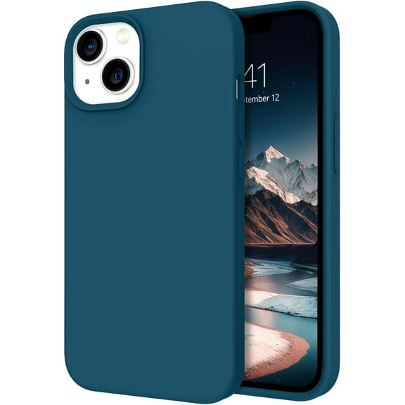 iPhone 13 Case, Liquid Silicone Soft Gel Rubber iPhone 13 Phone Case Slim Phone Case with Microfiber Lining Shockproof Protective iPhone 13 Phone Cases 6.1 inch, Starry Night Blue