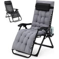 thumbnail image 7 of Garvee Zero Gravity Camping Chair,440 lbs. weight capacity, upgraded aluminum locking system,Grey 29" wide removable cushion,portable folding with tray for outdoor recreational use, 7 of 7