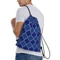 thumbnail image 3 of Kdxio Blue Gold Grid Lantern Shapes Print Drawstring Backpack Bag,Waterproof Draw String Back Sack, Gym Drawstring Bags Swim Bag For Unisex, 3 of 9