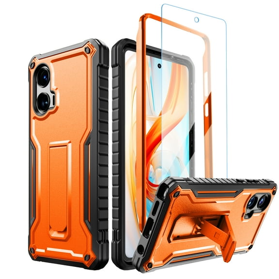 ExoGuard for Moto G Stylus 5G 2024 Case, Phone Case with Screen Protector and Kickstand (Orange)