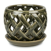 Pennington 6" Pot & Saucer Set for Orchids, Bronze Lattice