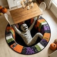 thumbnail image 7 of Dmlowu Halloween Area Rug, Optical Illusion Skeleton, Non-Slide Round Rugs for Living Room Entryway Bedroom Party, Halloween Decorations Indoor Outdoor, 7 of 7