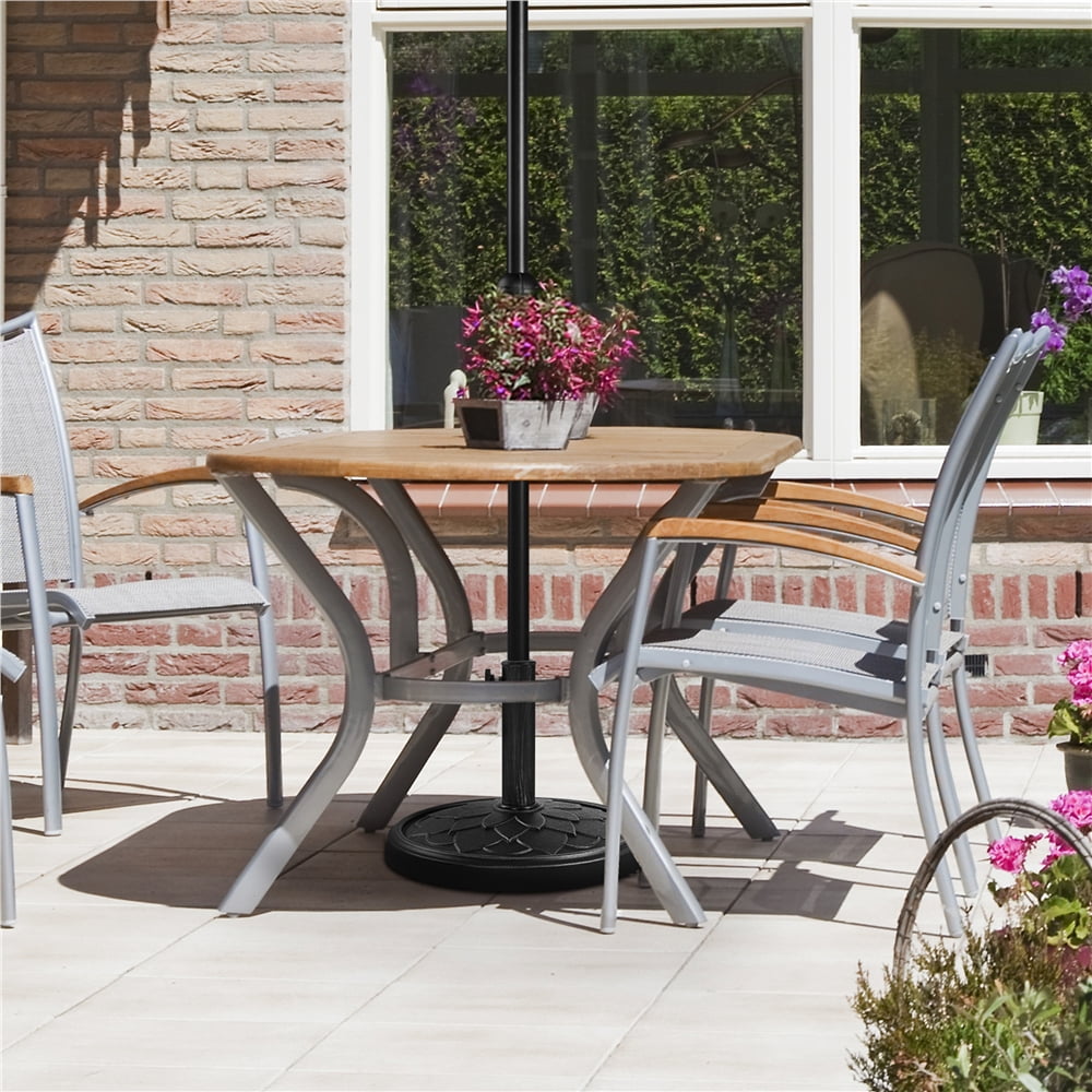 Yaheetech Outdoor Iron Umbrella Base Stand with Flower Petal Pattern, Black