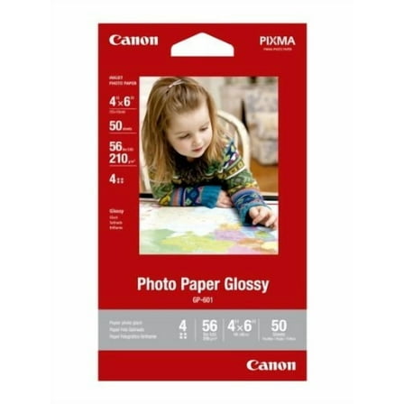 Canon GP-601 Glossy Photo Paper, 4 x 6, 56 lb, 50 Sheets/Pack