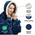 thumbnail image 4 of Cozy Comfort Wearable Blanket Hoodie, Sherpa Hoodie Blanket with Giant Pocket, Warm&cozy, Oversize, Navy, 4 of 6