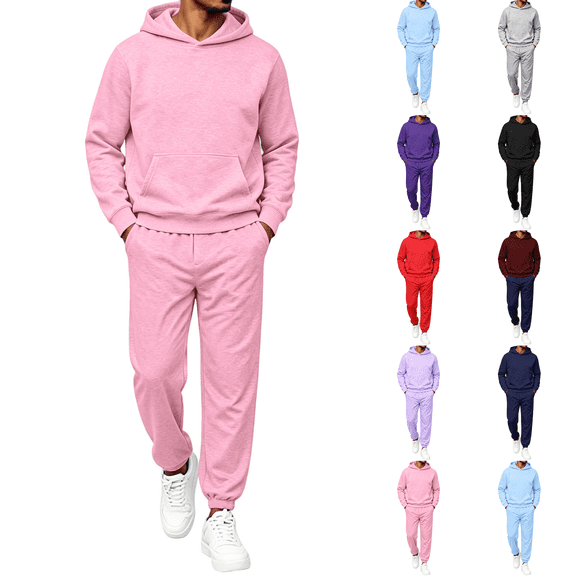 Sweatsuits 2 Piece Set Mens Sweatpants Matching Hoodie Sets Work Out Casual Athletic Tracksuits Jogging Suit Light pink S