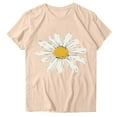 thumbnail image 4 of QQAMB Womens Tops Plus Size Daisy Graphic Printed Summer Trendy Crewneck Short Sleeve Tee Tops Khaki 2XL, 4 of 4