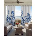 thumbnail image 4 of Blue Flowers Blackout Curtains, Light Blocking Print Window Curtains, Simple Spring Ombre Botanical Floral Thermal Insulated Window Drapes for Living Room Kitchen Cafe 2 Panels, 55"W x 39"L, 4 of 9