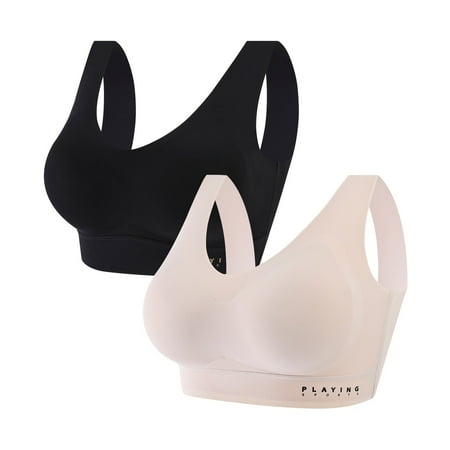 

Bra 2PC Women s Trackless Vest Ice Silk Back Sports Sleep Latex Bra Underwear Gift on Clearance