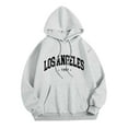 thumbnail image 4 of Womens Oversized Hoodies Los Angelas Letter Graphic Long Sleeve Pullover Sweatshirts Drawstring Casual Loose Tops with Pocket, 4 of 4