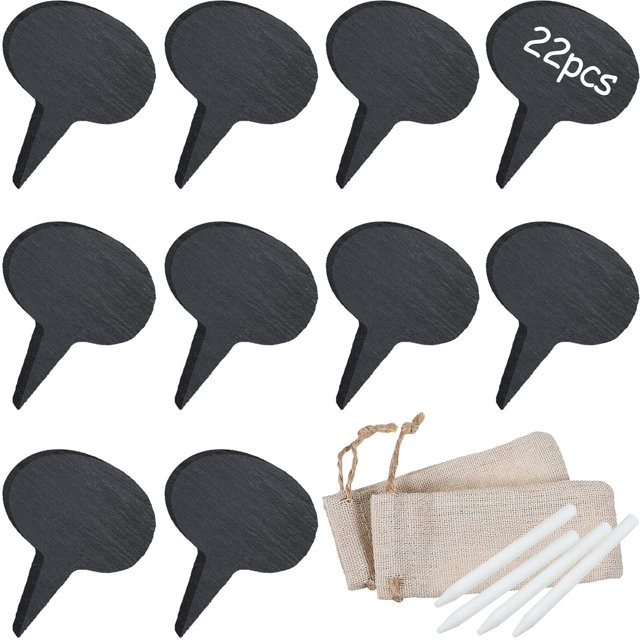 22 Pieces Cheese Markers Set Includes 16 Natural Slate Cheese Labels Black Cheese Name Tags Cheese Marker Signs 4 Soapstone Chalks White Chalk Markers and 2 Cheese Marker Bags for Parties and Dinners