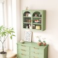 thumbnail image 2 of 23.62"/ 27.56" Wall Cabinet With 2 Glass Doors Featuring 2-tier/ 3-tier Storage Wall Cabinet With Woven Pattern For Entryway Living Room Bathroom Dining Room, 2 of 8