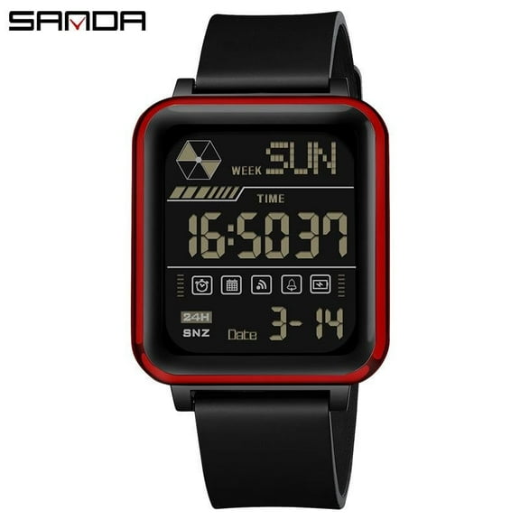 EXPLOJOY Square Digital Sport Watch – Waterproof, Multifunctional, LED Display, Unisex Design