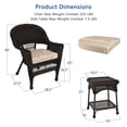 thumbnail image 4 of Jeco 3 Piece Wicker Conversation Set in Espresso with Tan Cushions, 4 of 10