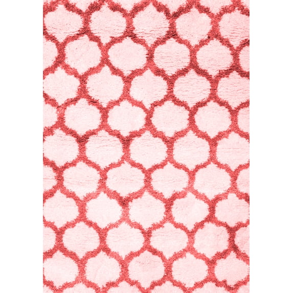 Ahgly Company Indoor Rectangle Trellis Red Contemporary Area Rugs, 8' x 10'