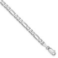 thumbnail image 1 of Solid 14k White Gold 4mm Flat Figaro Chain Bracelet - with Secure Lobster Lock Clasp 8", 1 of 5