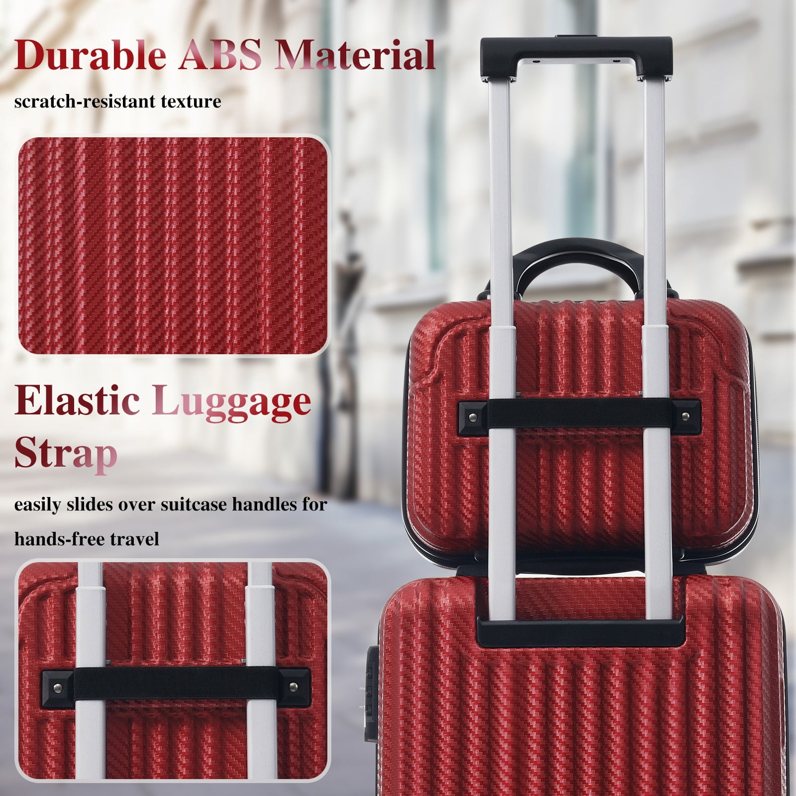 Euroco 6-Piece Luggage Sets, ABS Hardshell Suitcase Set with Spinner Wheels and TSA Lock,Lightweight Carry-On & Checked Luggage for Family Travel,Red