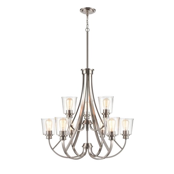 3629-BN-Millennium Lighting-Forsyth - 9 Light Chandelier-78.25 Inches Tall and 29.25 Inches Wide-Brushed Nickel Finish    -Traditional Installation