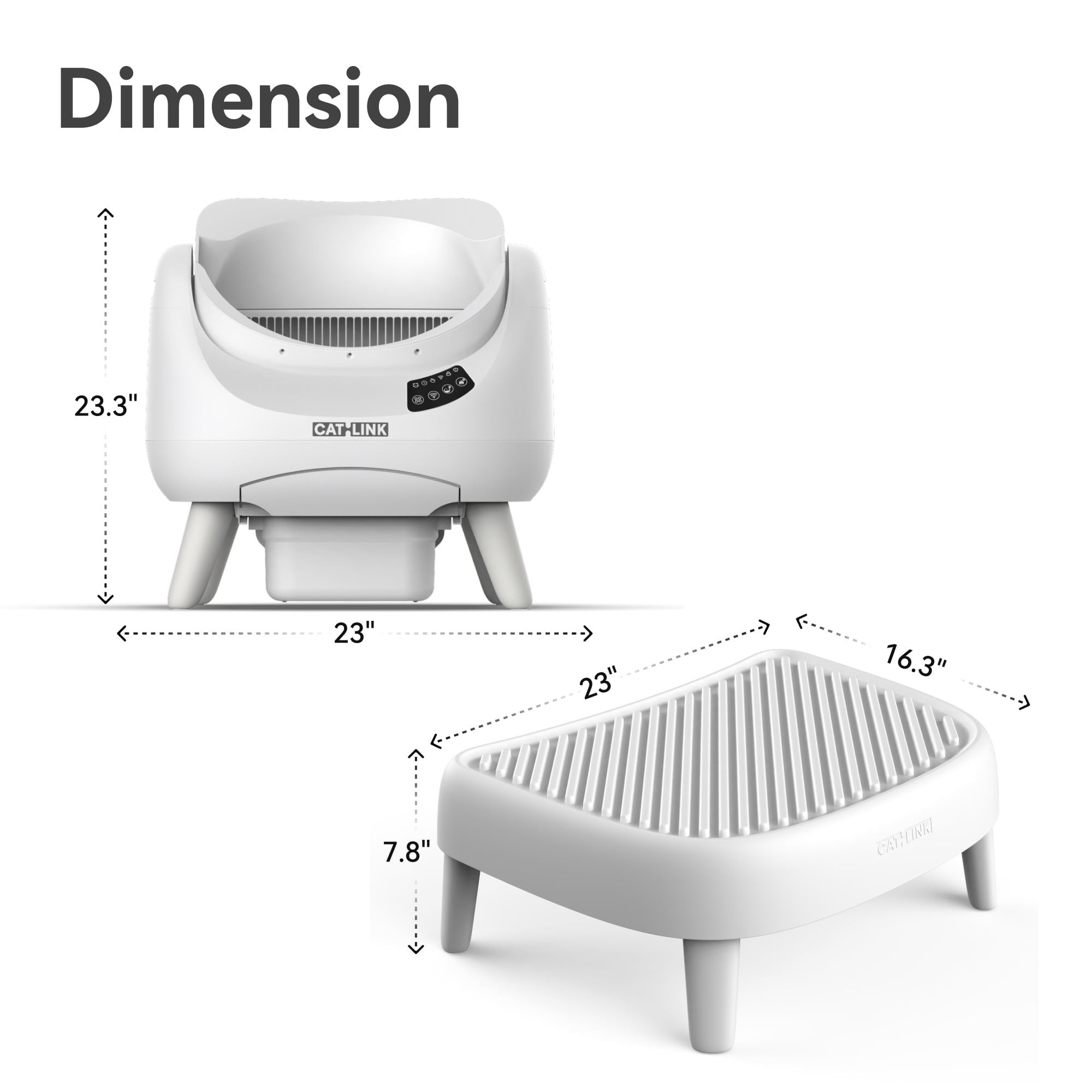 CATLINK Pet Ramp for Open Top Automatic Cat Litter Box, Suitable for Senior, Kitten, Obese Cats, Easy Access Step with Litter Trapping Design, White