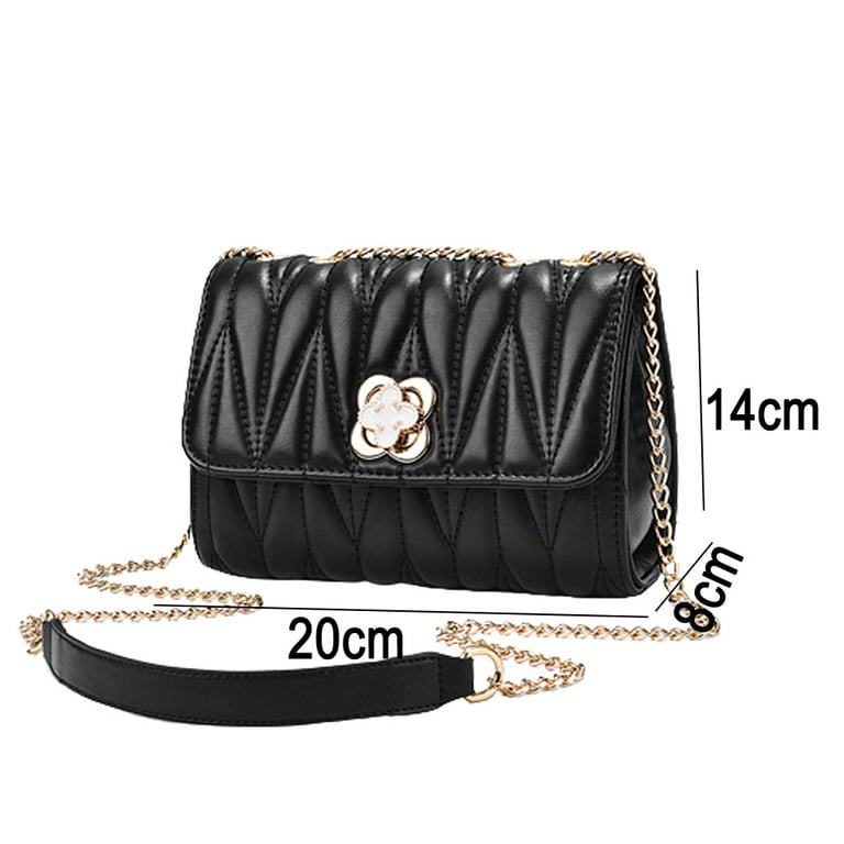 Women Quilted Purse Clutch Small Crossbody Shoulder Bag with Chain Strap  Leather,black