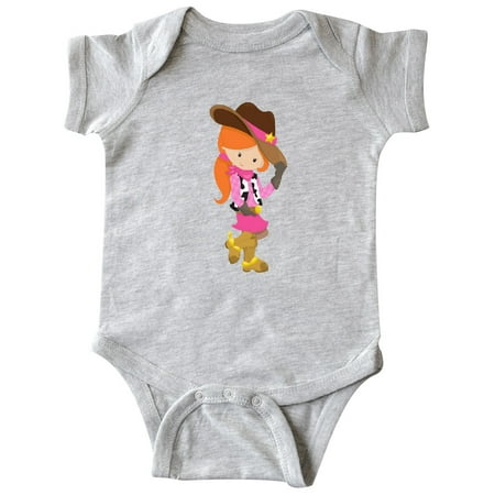 

Inktastic Cowboy Girl Girl With Cowboy Hat Orange Hair Gift Baby Girl Bodysuit
