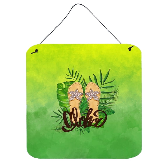 Carolines Treasures BB7449DS66 Aloha Flip Flops Wall or Door Hanging Prints 6HX6W multicolor