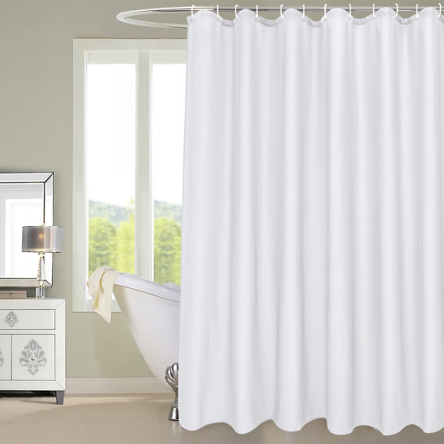 Shower Curtain Liner Washable, 72 x 72 Inches, Fabric Shower Liner with
