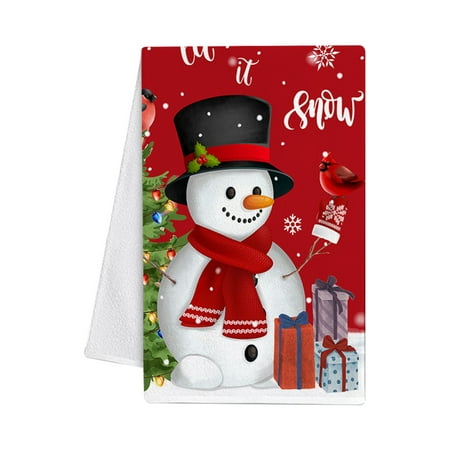 

Manunclaims Kitchen Towel Strong Water Absorption Do The Dishes Decorative Merry Christmas Cute Snowman Truck Dishcloth for Home