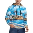 thumbnail image 2 of Sikiie Greek Island Windmills Painting Men's Hoodie, Essentials Hoodie, Sweatshirt, Pullover Hooded Sweatshirt for Men-XX-Large, 2 of 7