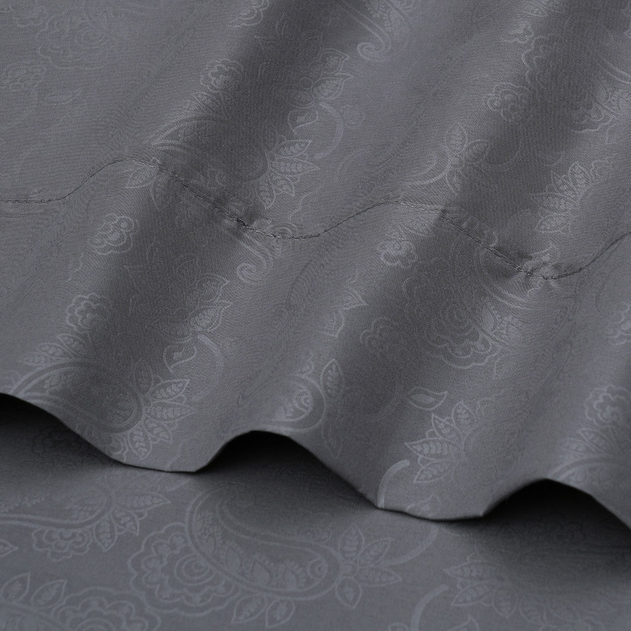 Mainstays Super Soft Brushed Microfiber Bed Sheet Set, Grey Embossed Hayden Paisley, Full, 4 Piece