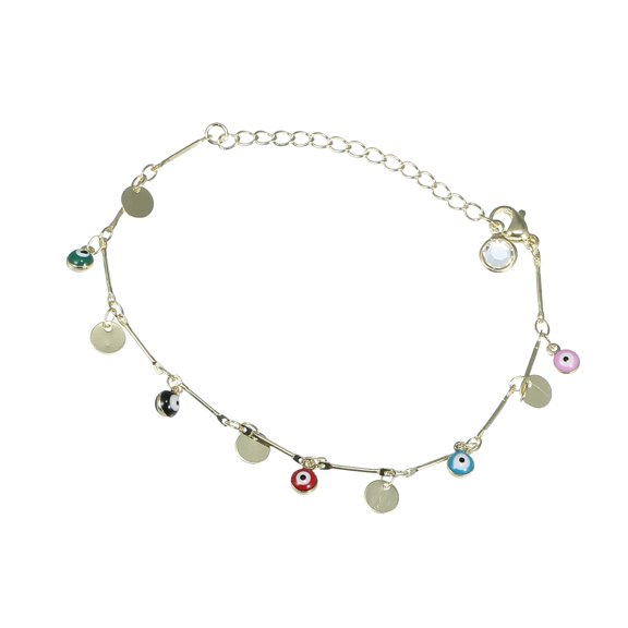 Vocoste Bracelet for Women Dainty Adjustable Chain Link Bracelet Mini Evil Eye Style Gold Tone 1pc
