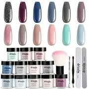 Drizzle Dip Powder Kit Nail Powder Colors Set 12 Color Dipping Nail Powder Starter Kit Royal Collection Blue Gray Glitter Series Color for Nails For French Nail Manicure Gift
