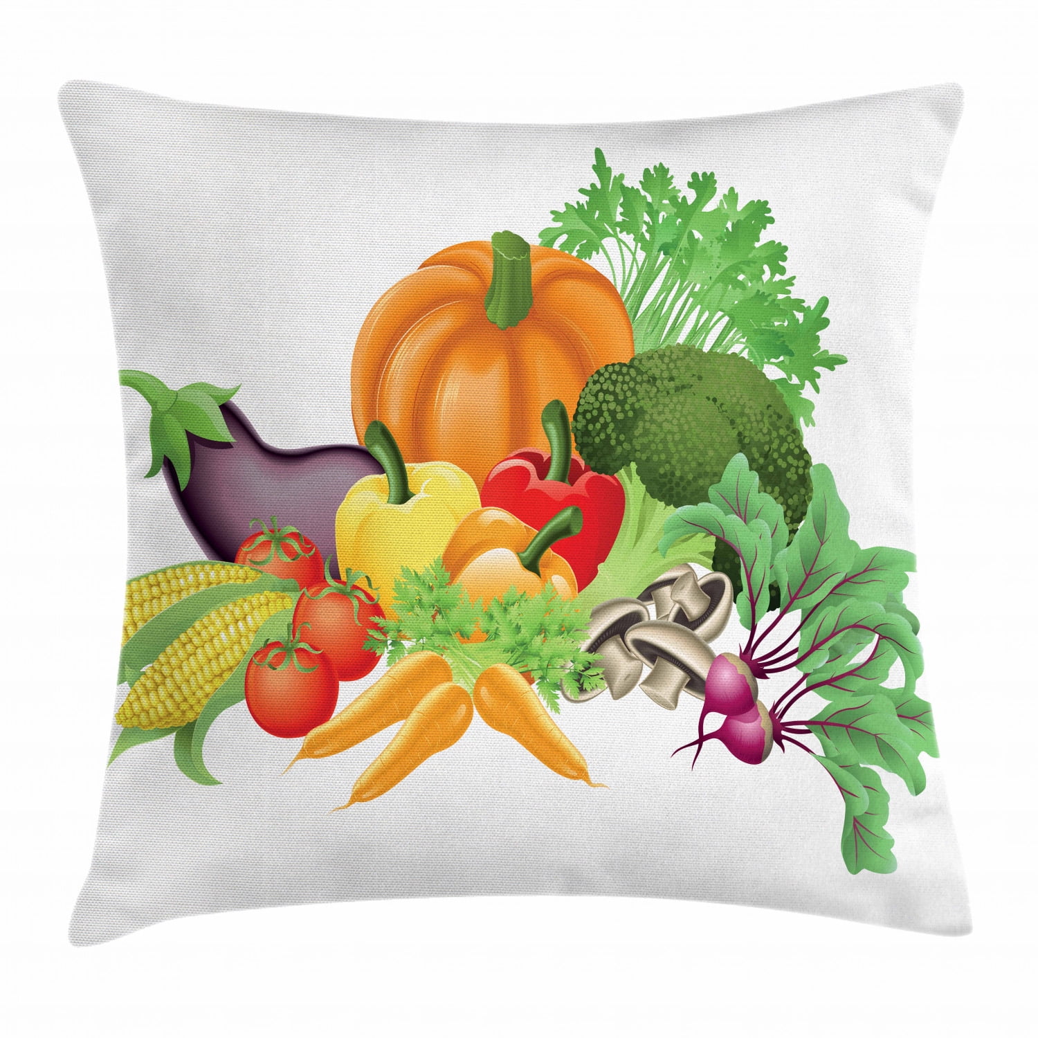 Harvest Throw Pillow Cushion Cover, Cartoon Drawing Style Fall Harvest
