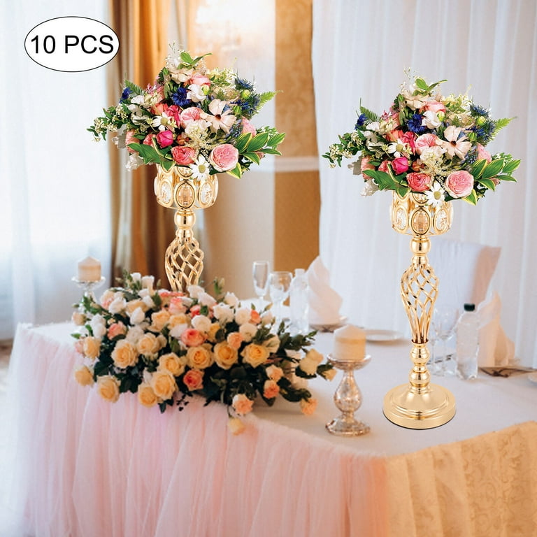 1/2/3Pcs Gold Vases for Wedding Centerpieces Set Holder Crystal Flower  Arrangement Stand Metal Centerpiece for Table Decoration - AliExpress