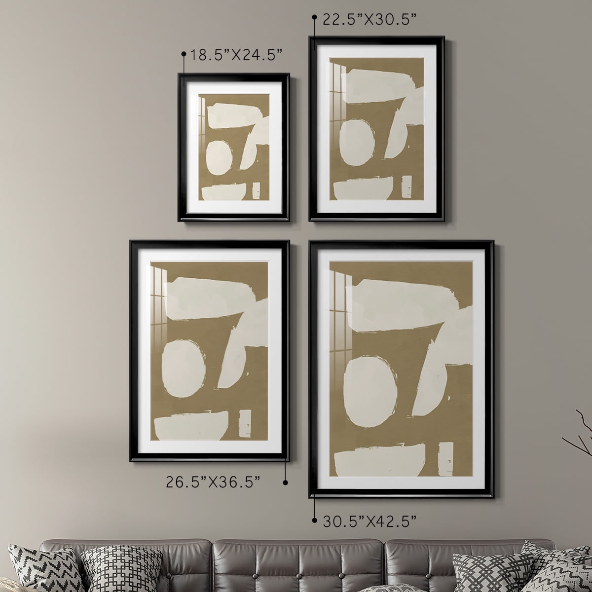 Wexford Home Chunky Abstract I Premium Framed Print, 30.5" x 42.5" - Ready to Hang, Black (Set of 2)