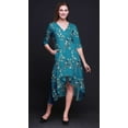 thumbnail image 4 of Bimba Coton Bleu Fleur & Queue d'Épingle Whydah Oiseau Femmes Poche Asymétrique Robe Droite Été Fête Mi-Longue-Petit, 4 of 4