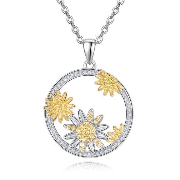 TANGPOET 925 Sterling Silver Daisy Necklace Jewelry Gift for Her Women