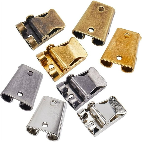 8Pcs 4 Colors Iron Bolo Tie Findings Slider Clasp Small Bolo Tie Buckle Accessories Blank Lock Clips Tie Tips Replacement End Caps Kit for Tie Making Leather Men Creative GiftsMixed Color