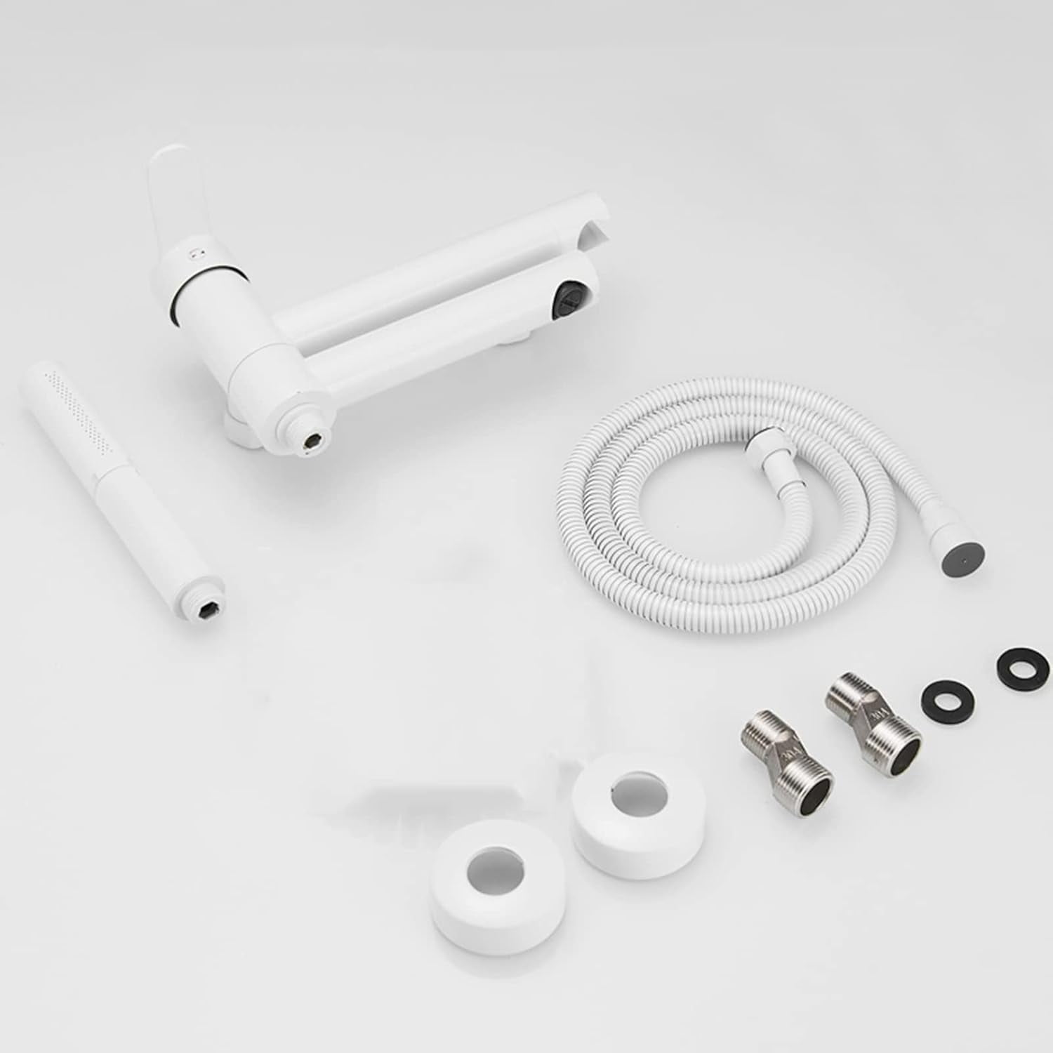 Bathtub Faucet with Handheld Shower White Cold and Hot Water Brass Bathtub Shower Faucet Bathroom Faucet