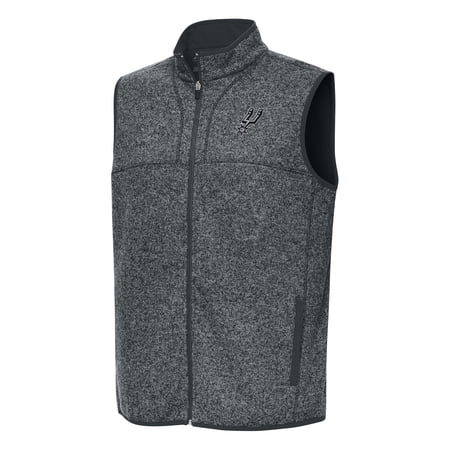Men s Antigua Heather Charcoal San Antonio Spurs Fortune Full-Zip Vest
