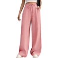 thumbnail image 2 of Women'S High Waist Slim Fit Draped Casual Tie Front Wide Leg Pants Pink M, 2 of 9