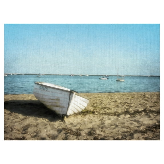 Masterpiece Art Gallery Row Boat In Aqua by Graff-tee Studio Canvas Art Print 30" x 40"