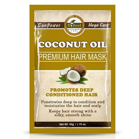Difeel Premium Deep Conditioning Hair Mask - Coconut Oil 1.75 oz. - for Silky-Smooth Shine, Conditions & Moisturizes Hair & Scalp, Keeps Hair Strong & Healthy