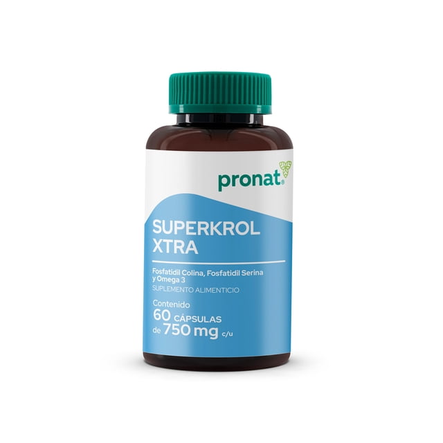 Superkrol Xtra, Suplemento Alimenticio, con Fosfatidil serina, Fosfatidil colina y Omega 3, 60 Cápsulas de 750 mg - Pronat Pronat PN-1180