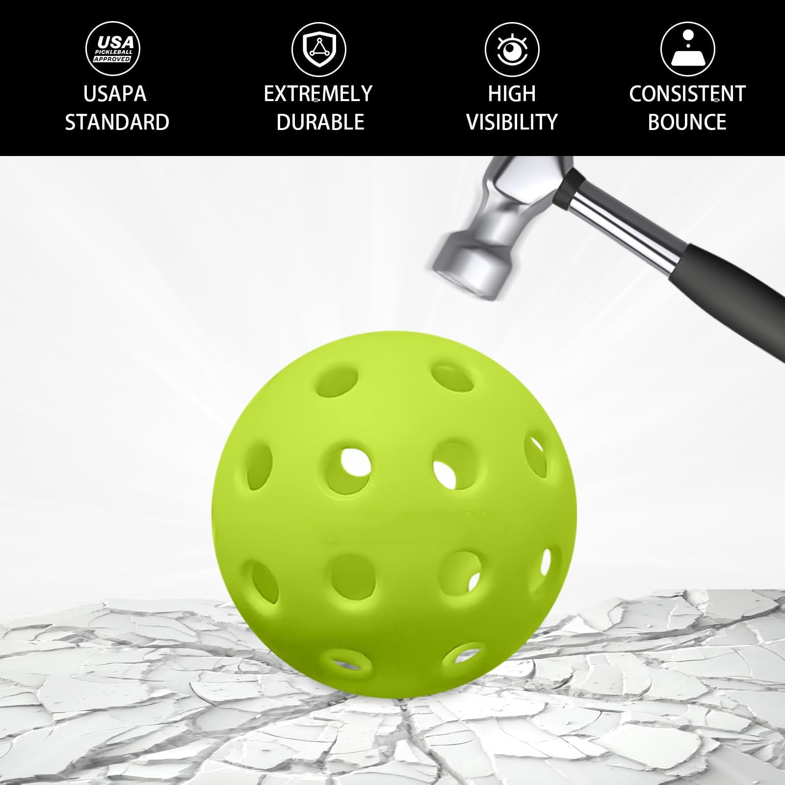 SIISLL 6-Pack Premium Pickleball Balls – 40-Hole Design for Indoor & Outdoor Play, Tournament-Grade Pickleballs with Carry Bag, High Bounce, True Flight & Perfect Balance.