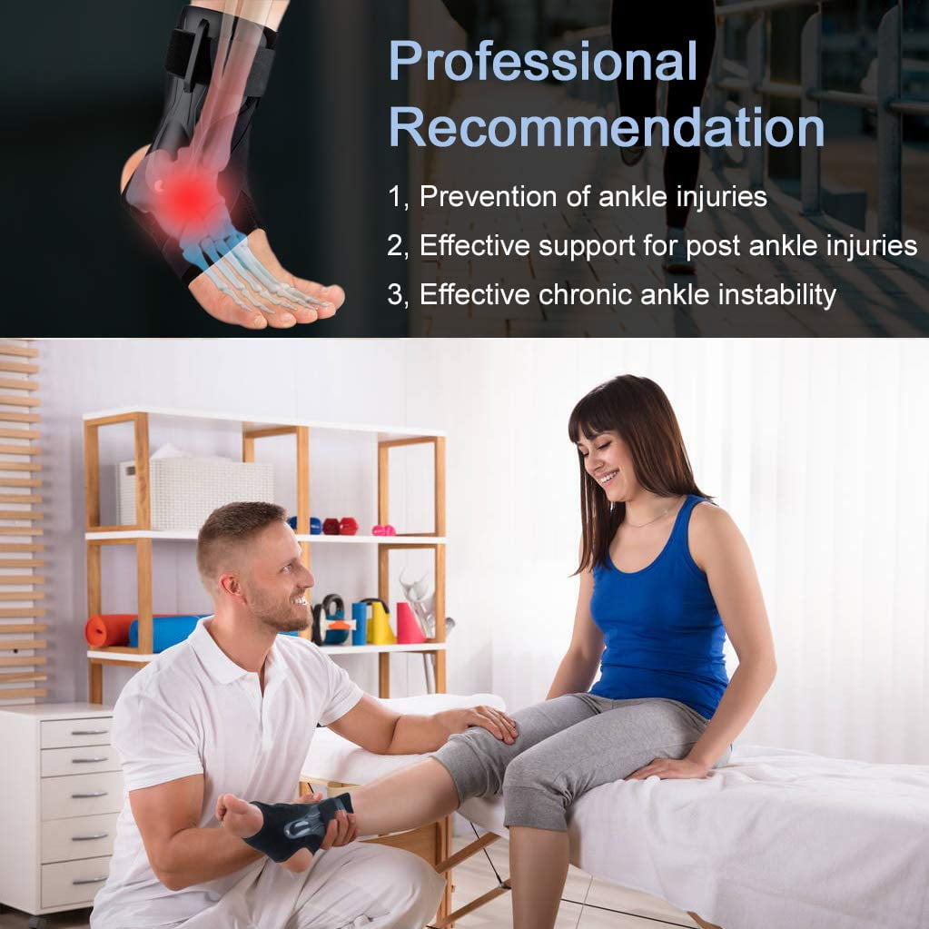 Ankle Brace, Ankle Support Brace for Ankle Sprains, Ankle Braces for Men Women, Ankle Support Sprained Ankle Brace for Basketball Soccer Volleyball- L