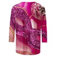 thumbnail image 4 of JGNGSHN 3/4 Sleeve Tops forWomen Mardi Gras Tee Shirts Crew Neck Loose Fashion Blouses Mask Clothes Carnival Party Parade Top, 4 of 5