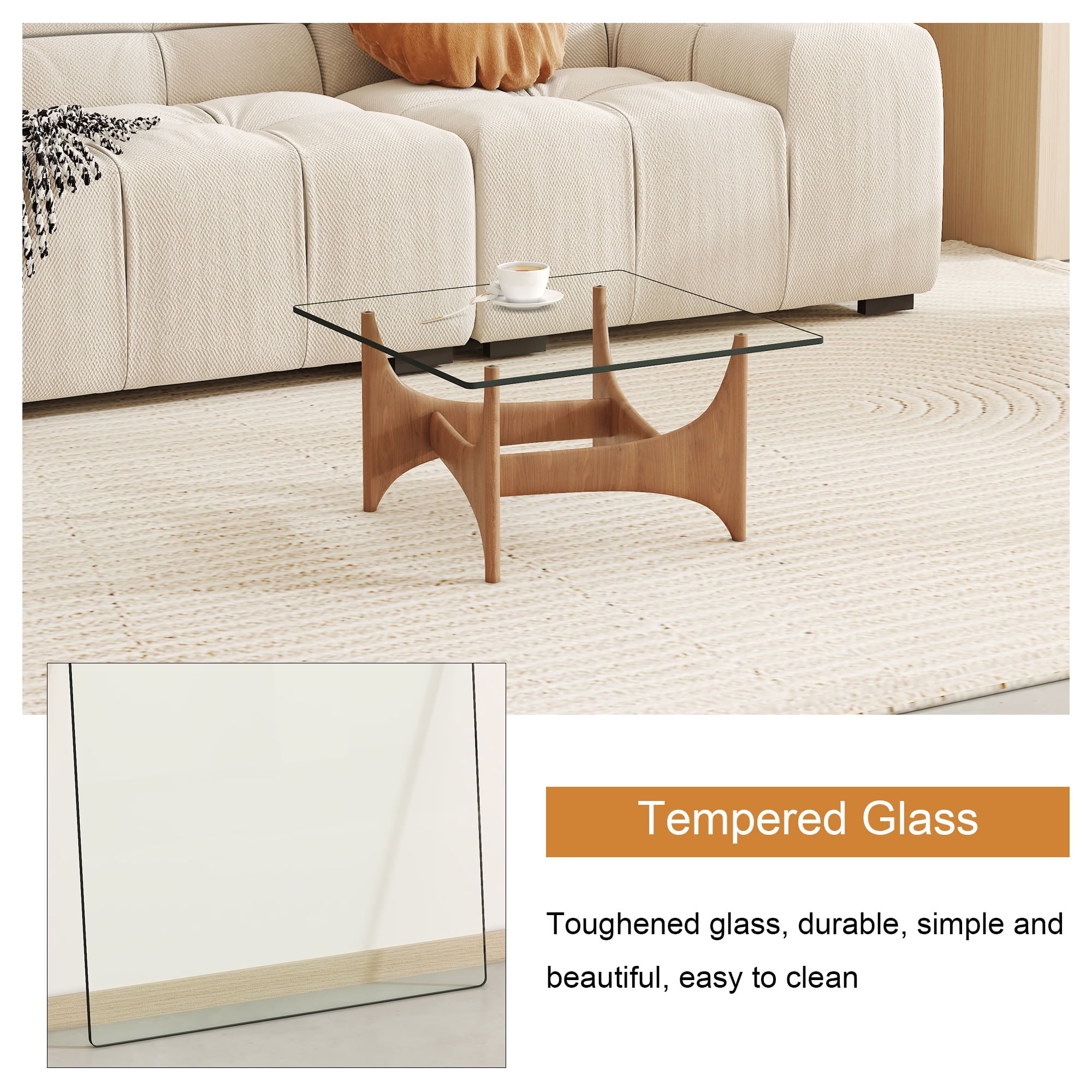 MAYEERTY 20" Square Tempered Glass Table Top, 0.23" Thick Clear Replacement Glass Tabletop, Heat Resistant for Side Table End Table Coffee Table